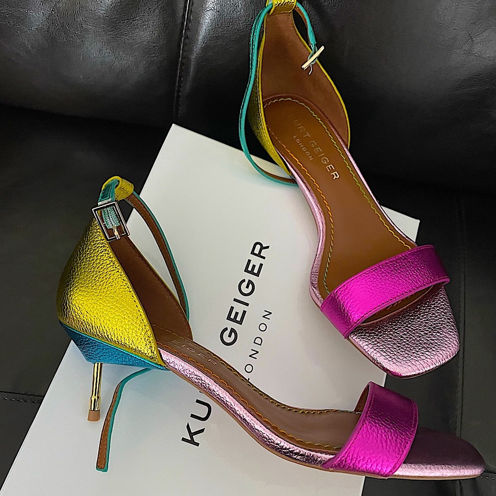 Kurt Geiger Shoe pink blue yellow teal gold